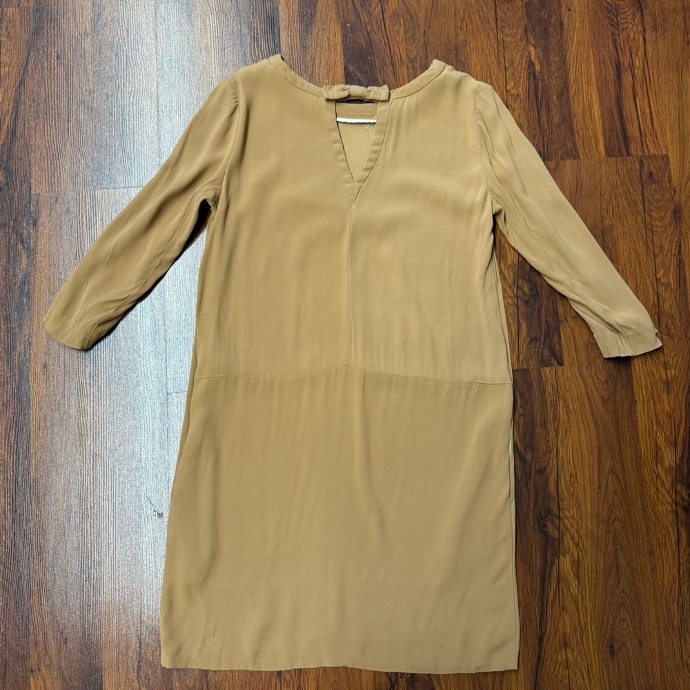 Sandro Paris Camel Tan |Silk Lined Dress |Small | - Picture 2 of 8